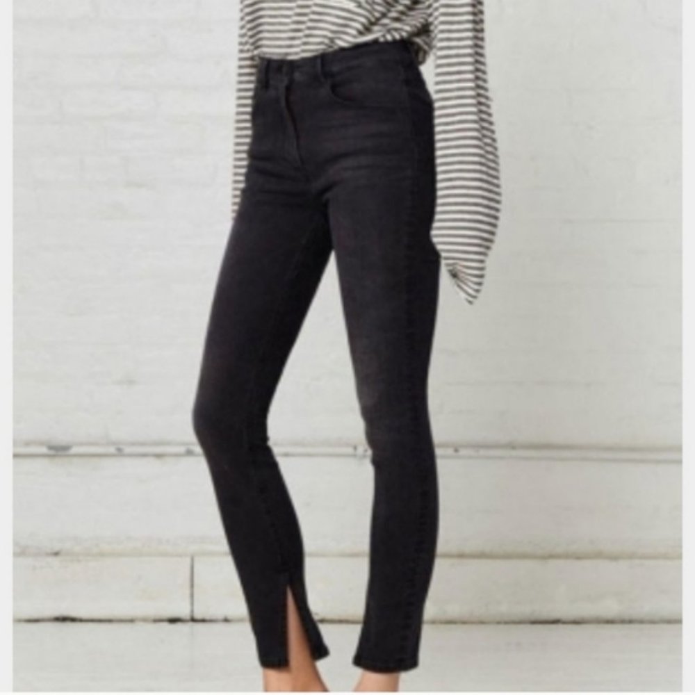 3x1 W3 Black Split Hem Skinny Jeans Size 26